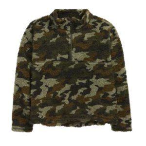 Treasure & Bond Kids' Fleece Pullover Sweatshirt Olive Sarma Camo XL (14/16) NWT